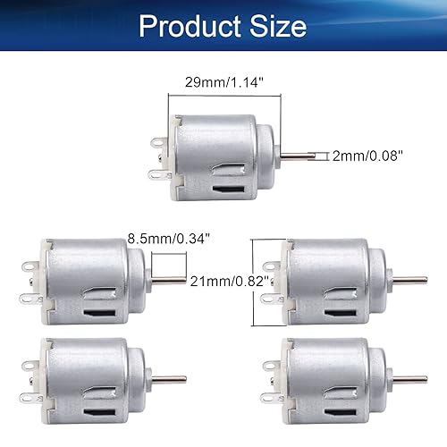 Miniatura 2 de Bettomshin Motor RC de 5 piezas, motor de CC de eje redondo de 1.5-6 V, 5000-20000 RPM, motor eléctrico de 0.984 x 0.827 in, mini motor para modelo