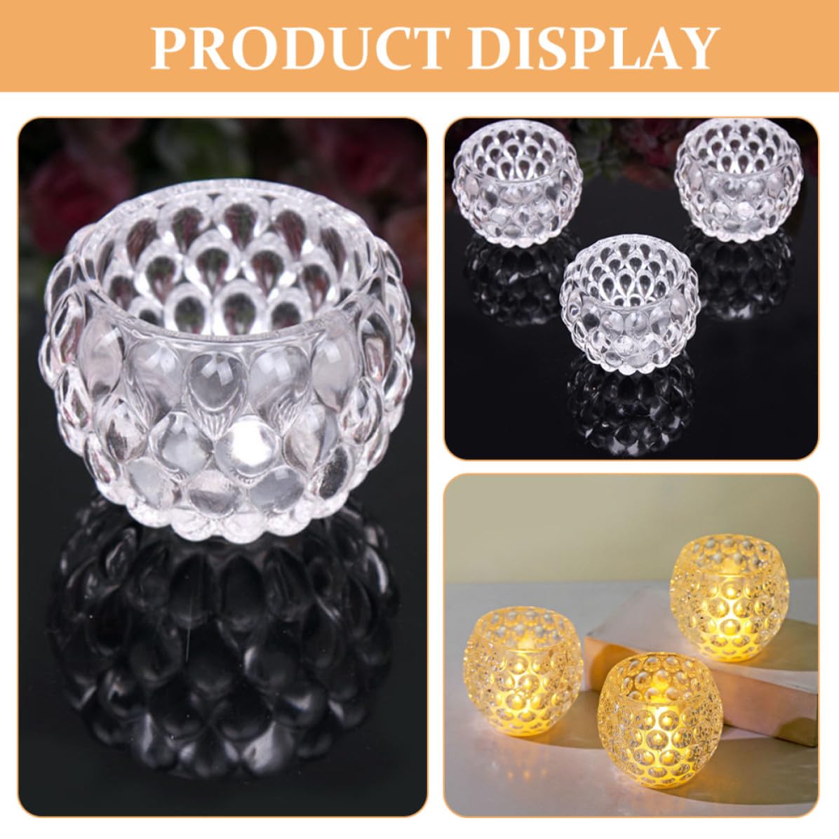Portacandele Tealight in Vetro, Set da 6 Pezzi per Tavolo | Matrimoni e Tavoli da Pranzo, Pulizia Semplice, Stile Moderno ed Elegante