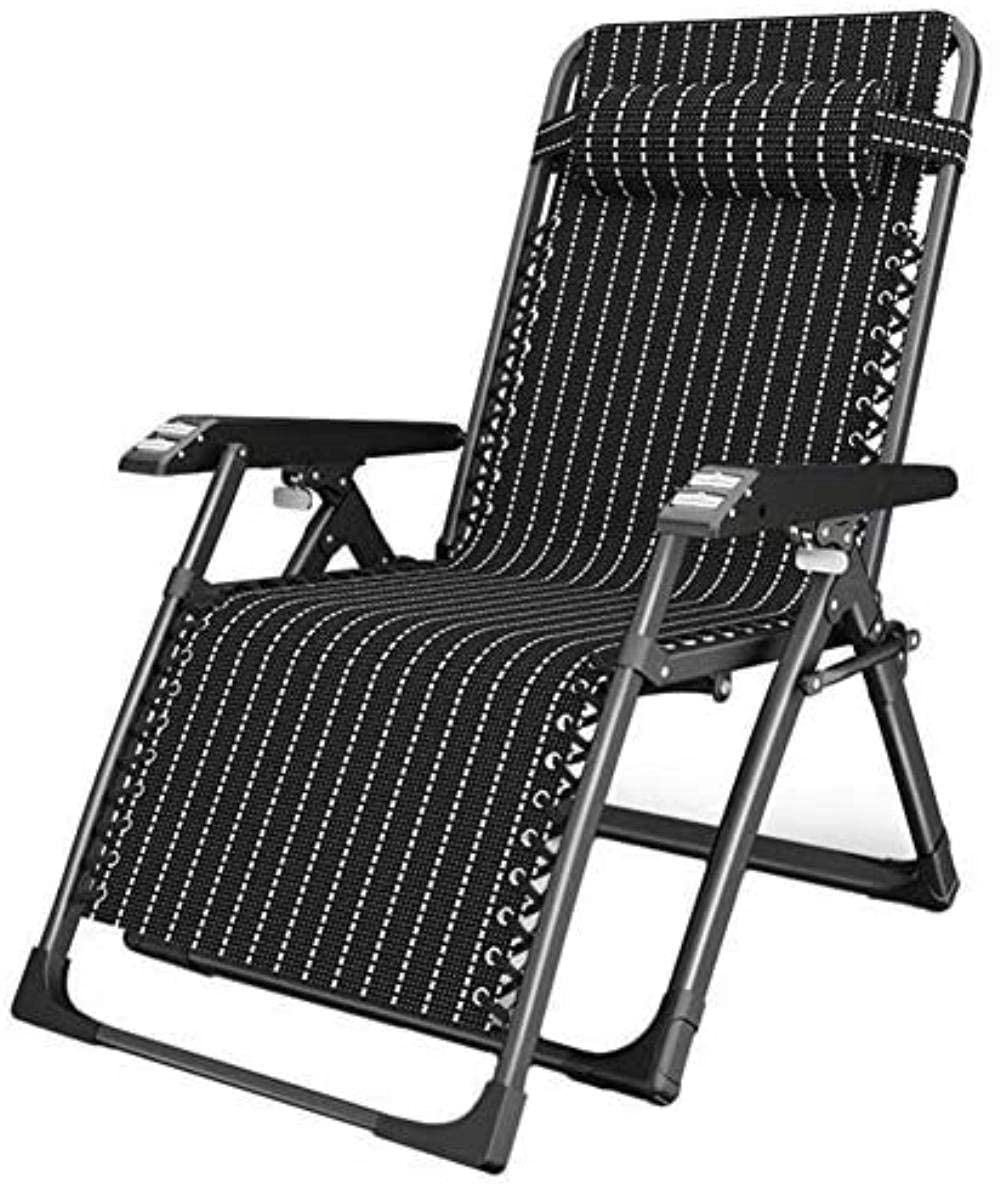 Chaise longue de patio pliante noire supportant 200 kg pour camping et jardin