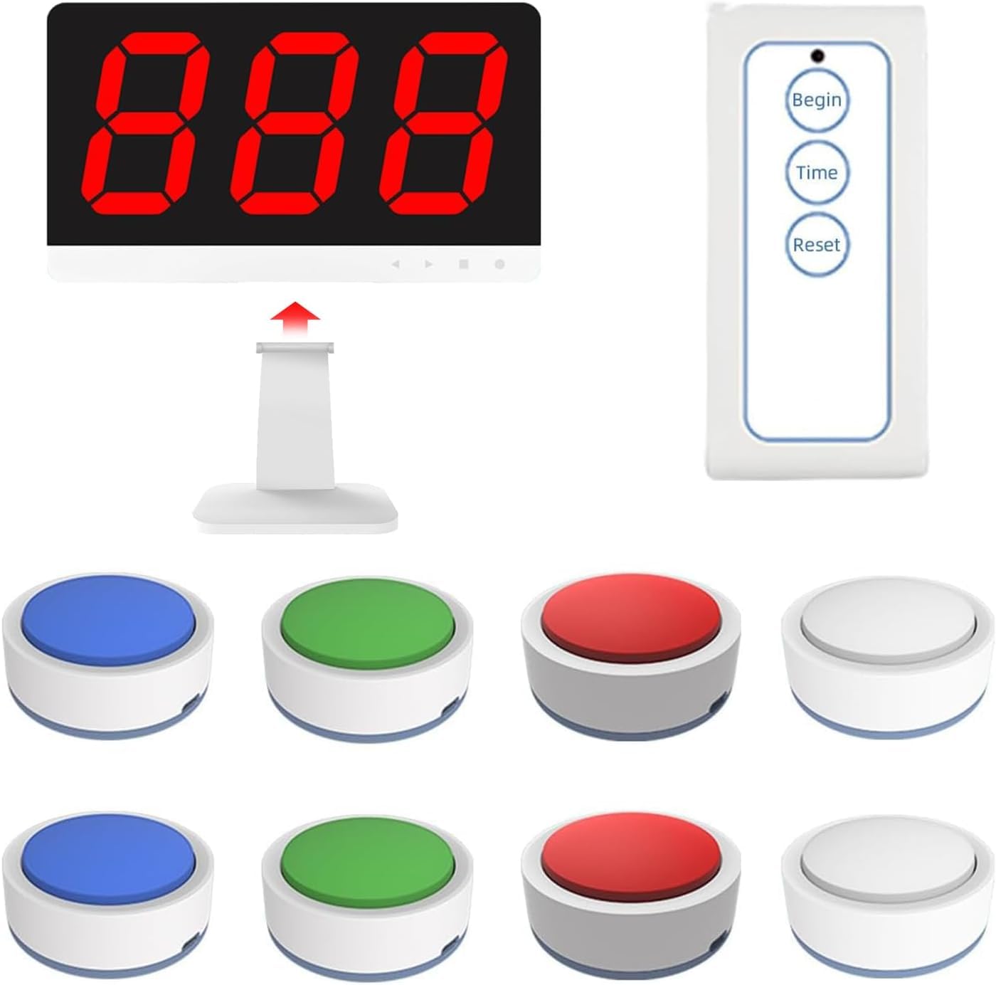 Mavdecll Game Answer Buzzer, Wireless Quiz Answer Game Buzzer System Set, 328Ft, 8 Transmitters + 1 Monitor Host, For Classroom Game Shows, Party Party Quiz