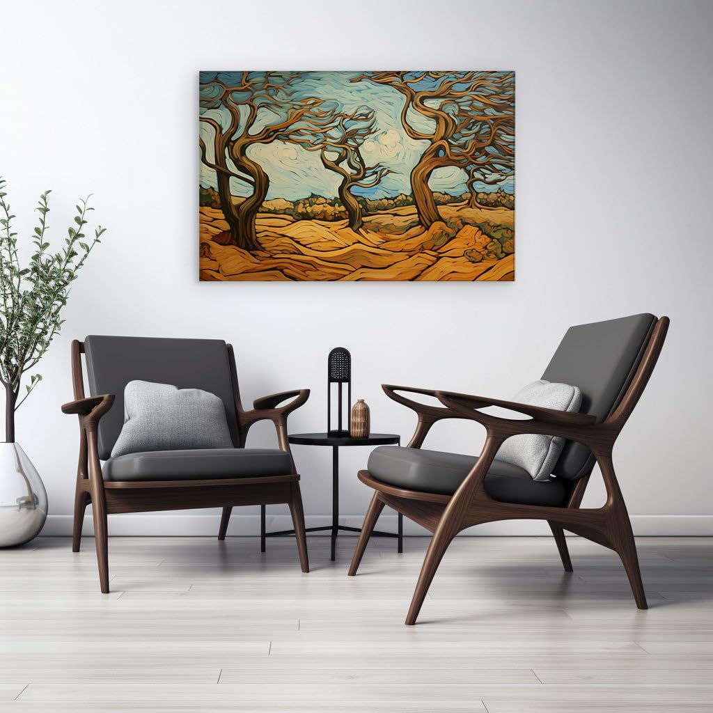 Canvas for Living room. Survivors in Solitude: The Lone Trees of a Desert Mirage, 27 x 18 inch Canvas Wall Art - Surrealistic Visions - Modern Home Decor - 69x46 cm (27x18 inch)