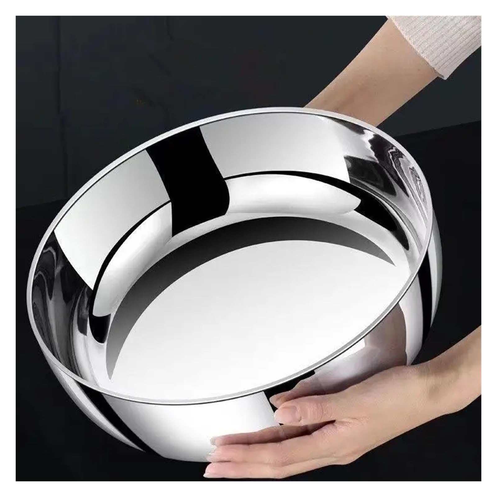 Cuenco Redondo de Acero Inoxidable for Mezclar, Cuenco Cocina Resistente al óxido(2pcs Silver)