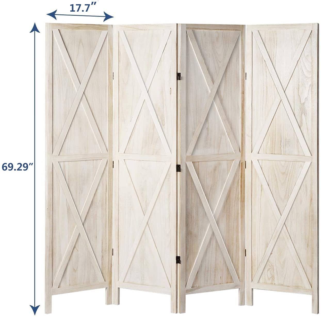 oneinmil 4 Panel Wood Room Divider, 5.8 Ft Tall Folding Privacy Screens Room Divider