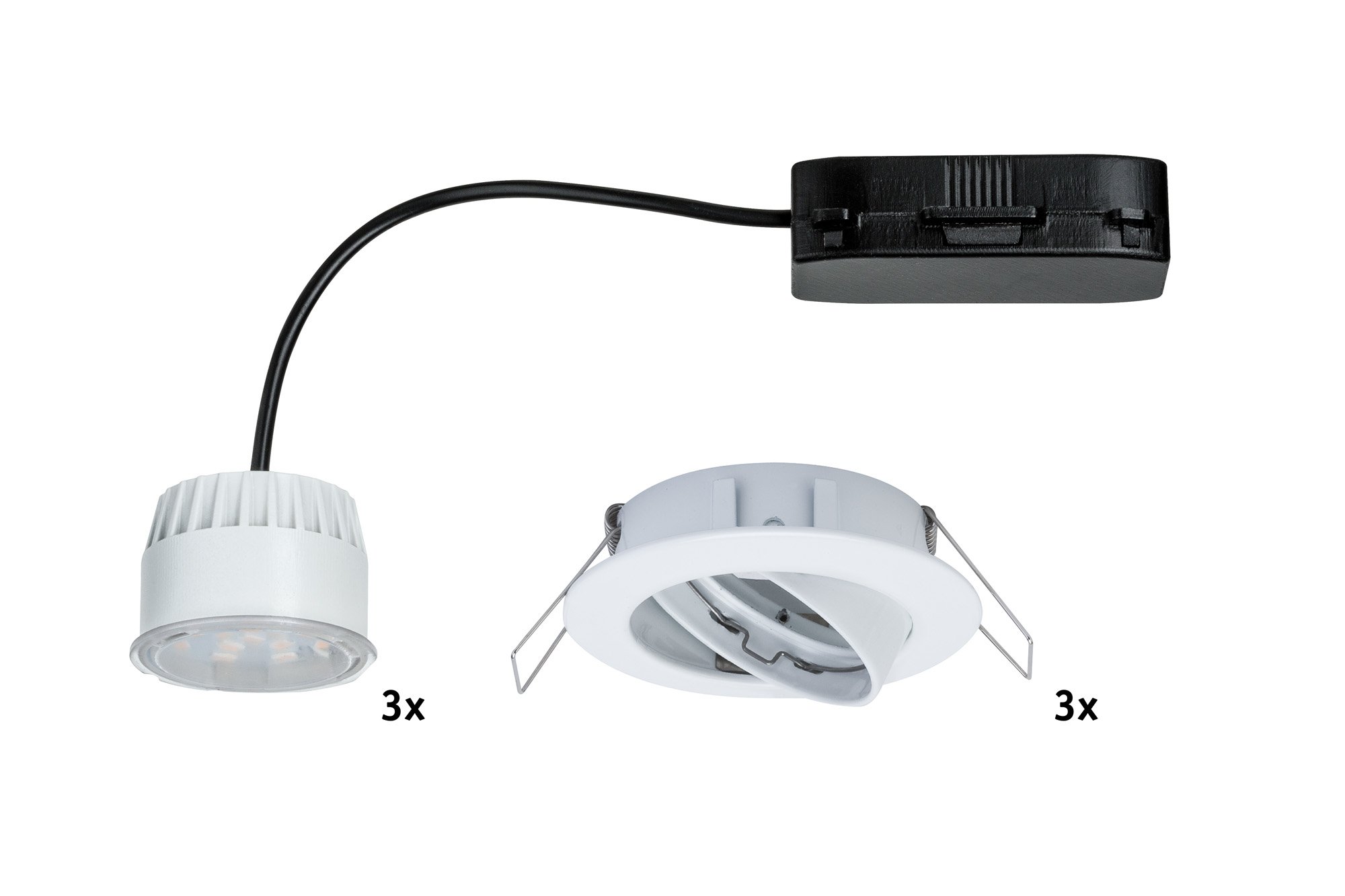 Paulmann 927.65 Premium EBL Set Coin klar rund schwenkbar LED 3x6,8W 2700K 230V 51mm Weiss matt 92765 Spot Einbaustrahler Einbauleuchte