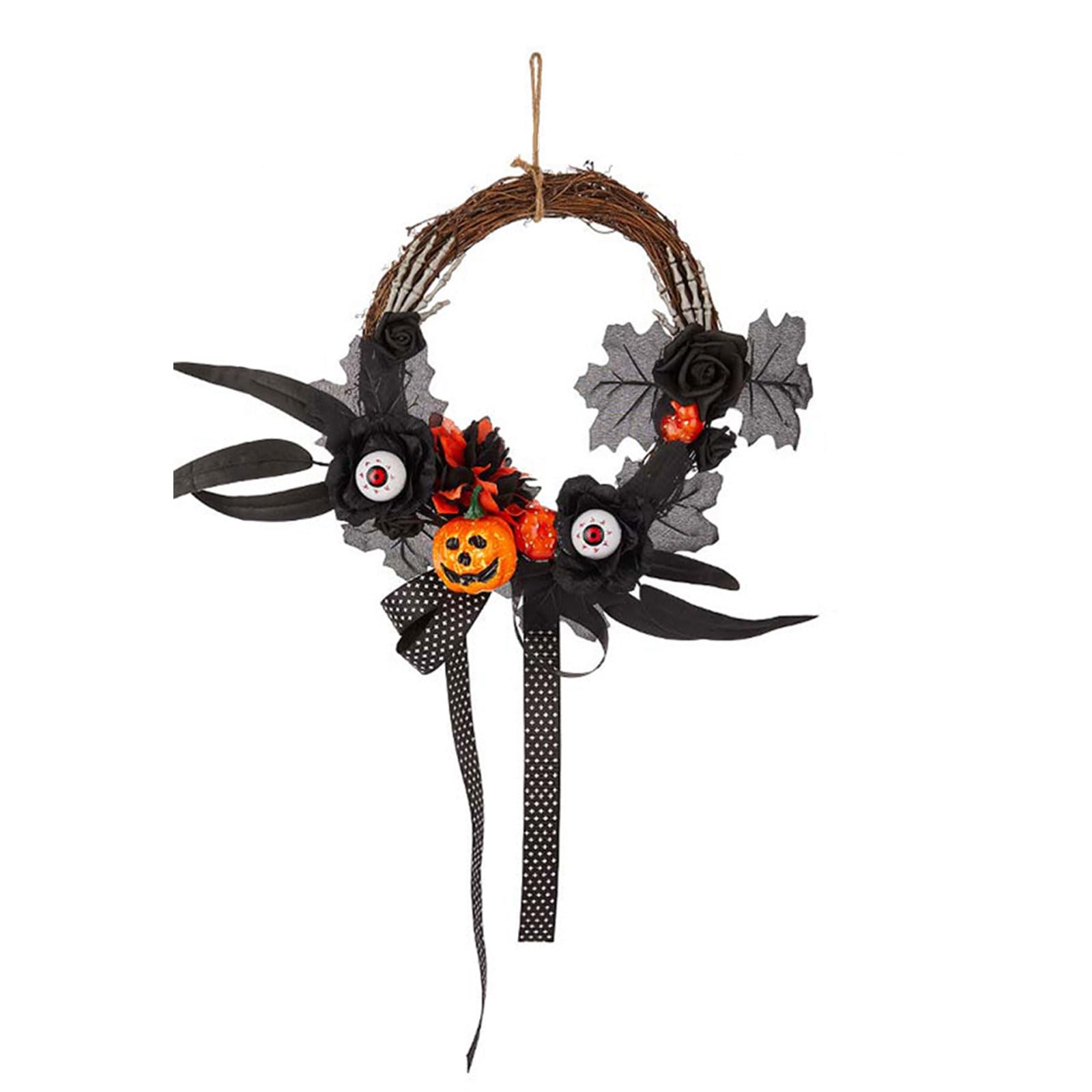 Nucelit Fake Wreath Artificial Flower Wreath Halloween Party for Front Door, Yard Indoor and Outdoor Decorations Enthusiasts