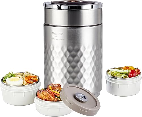 Recipientes de acero inoxidable de 67 onzas con aislamiento al vacío de boca ancha para sopa y comida caliente, contenedor de comida caliente con