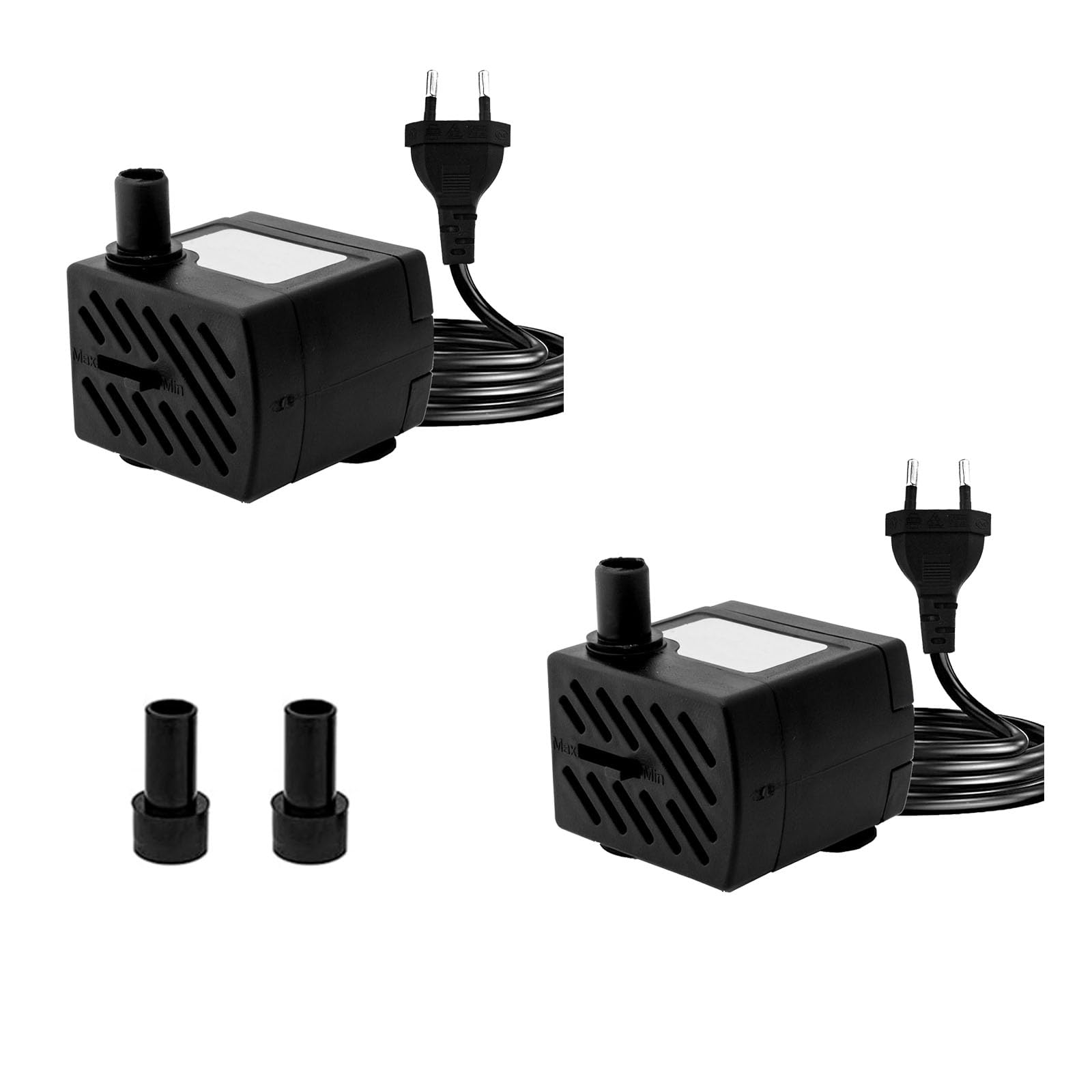 Minibomba sumergible de 180 l/h, 3 W, ultrasilenciosa, con cable de alimentación de 1,3 m, con 2 boquillas para acuario, acuario, estanque, enchufe de la UE