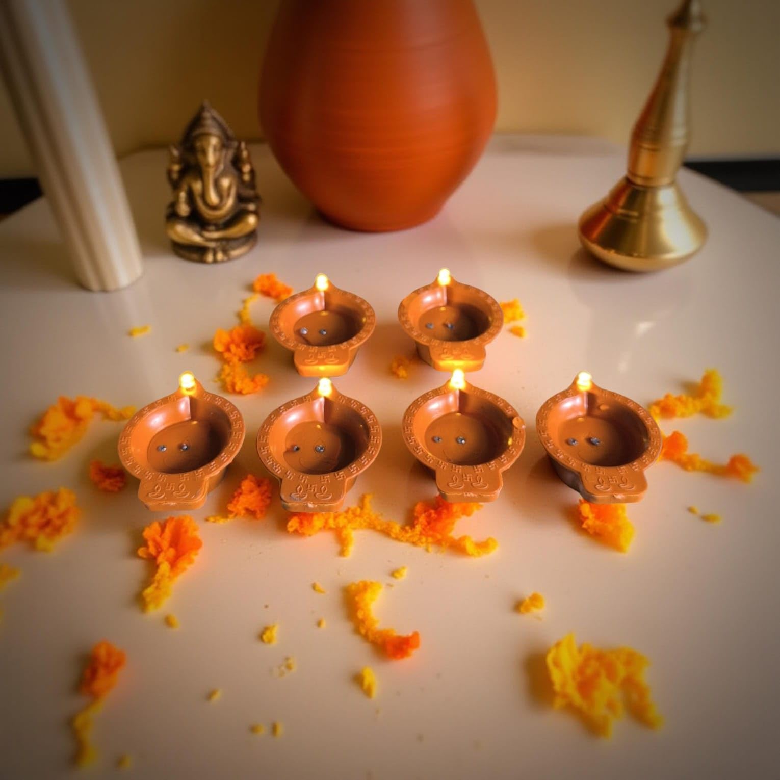 VEROFIVE LED Floating Water Sensor Diyas – Waterproof Decorative Lights for Diwali, Home, Office, Pooja, Rangoli, Wedding & Party Decor | Reusable Floating Lamps for Festive Decoration (Pack of 12)