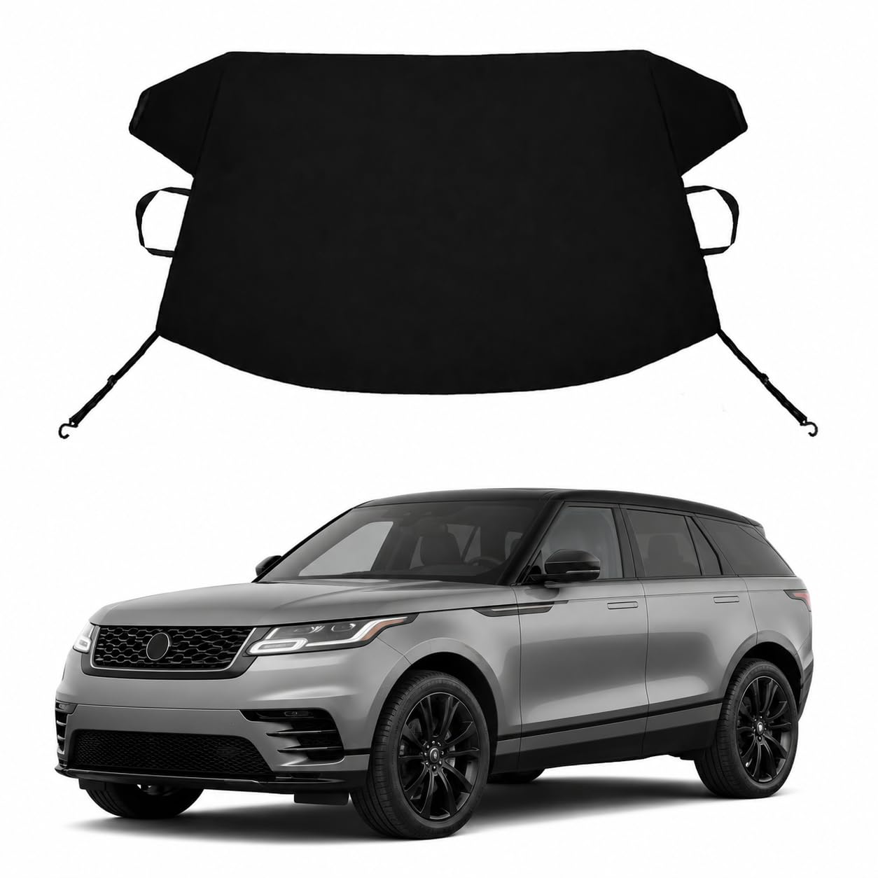 Velar Custom Windshield Cover for Ice and Snow L-and R-Over Velar Heavy Duty 600D Oxford Fabric Windshield Protector Fit Waterproof Frost Snow Cover Winter Car Accessories