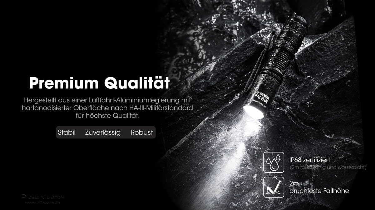 Nitecore Taschenlampe MT1A Pro, USB-aufladbare 800 Lumen LED, kompakt und wiederaufladbar, taktische Taschenlampe für Notfälle und Outdoor-Aktivitäten