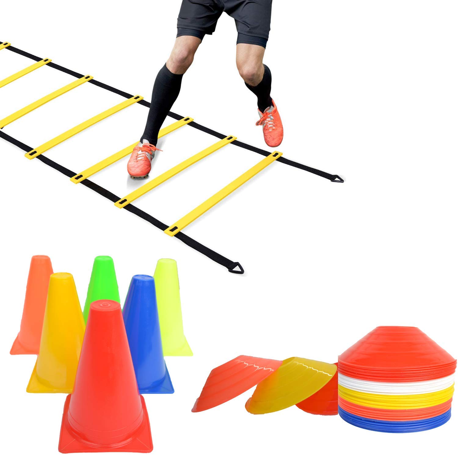 Buy CORSO 6 Inch PVC Cones Pack 6, 10 Space Markers and 4 Meter Ladder