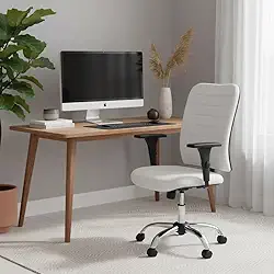 Cadeira de Escritório Ergonômica NR17 Branca Executiva Costura Esteirinha Com Rodízios Giratória Cromada