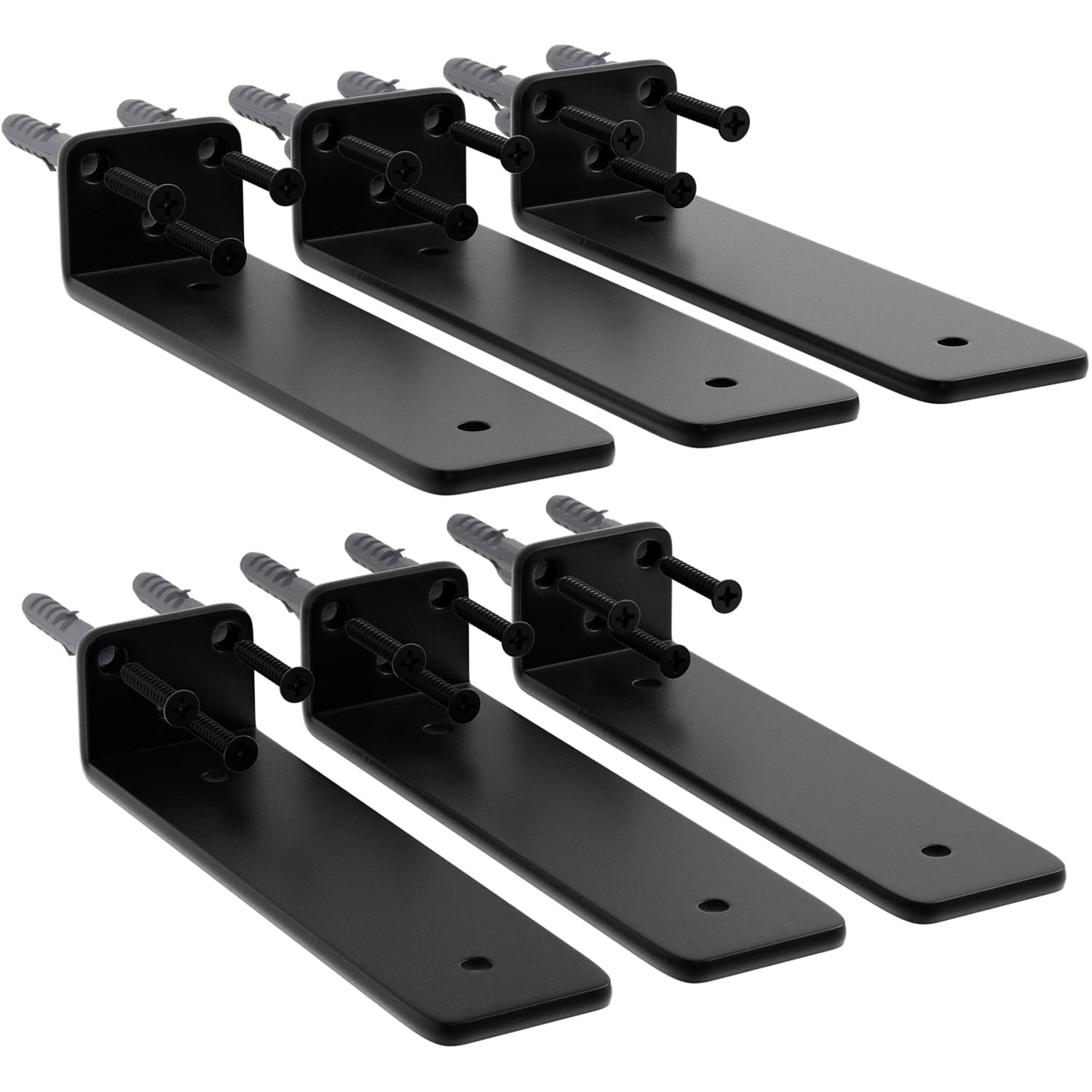 8 Inch Minimalism Floating Shelf Brackets, 6 Pack 1/5” Thick Carbon Steel Hidden Shelf Brackets, Rustic Industrial Brackets for Wall Decor