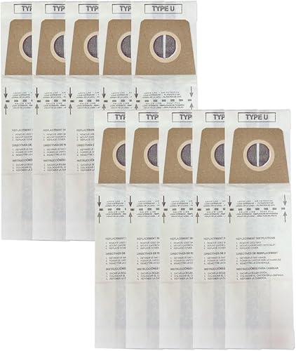 VacBagsUSA - Paquete de 10 bolsas de vacío de repuesto para Dirt Devil Tipo U  Reemplaza #3920048001, fabricado en Estados Unidos