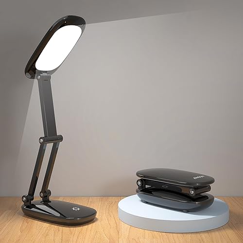 Miniatura 13 de Lámpara LED de escritorio para oficina, hogar y lámpara a pilas, lámpara recargable plegable y portátil, [soporte de 2 pliegues] 3 brillos