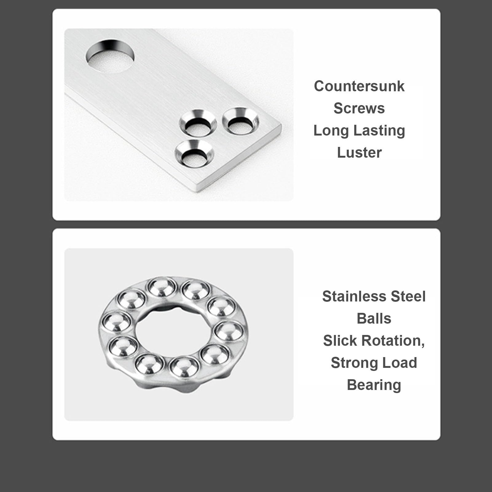 Heavy Duty Door Pivot Hinge, 360° Rotating Stainless Steel Ball Core Concealing Hinges for Wooden, Aluminum, Glass Doors, 220lbs Capacity, 32 Screws Included