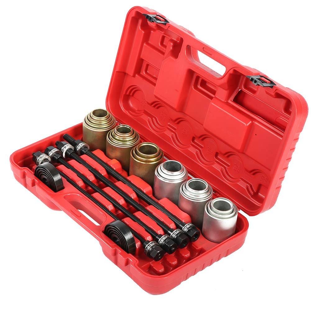 Ausla Ensemble d'outils d'insertion de Retrait de Roulement, Outil de Retrait de Roulement de Bague en Acier au Carbone 26 Pièces avec 22 Manchons 4 Broches pour Voitures et Service de Joint de