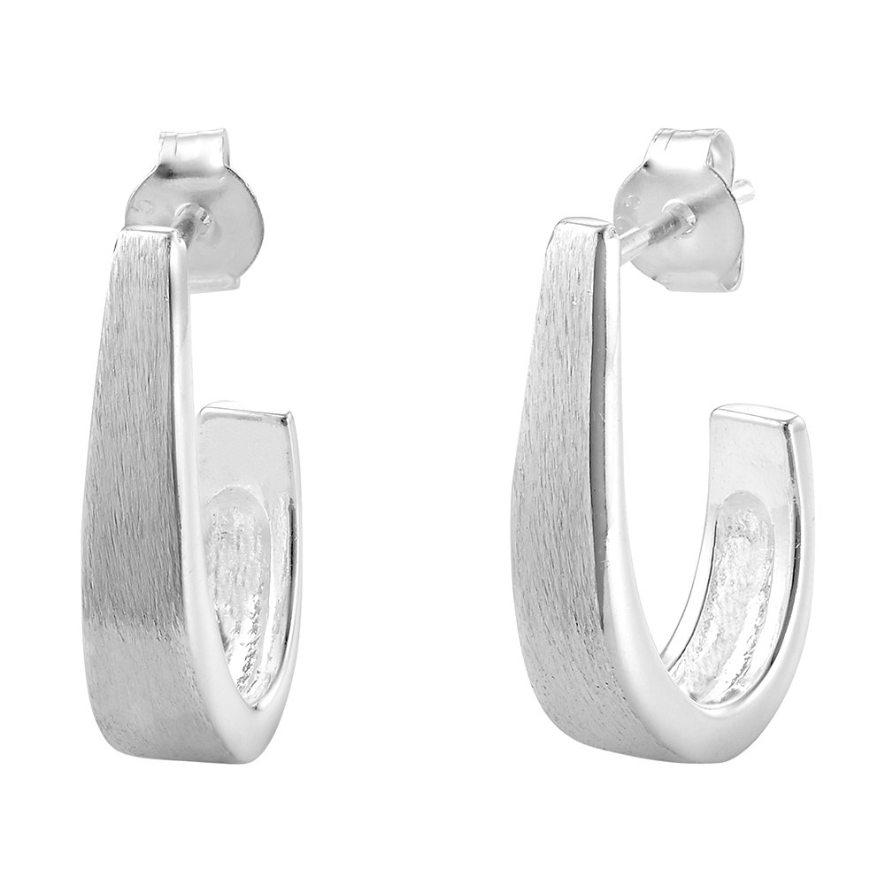 Vinani Damen Ohrstecker 925 Silber - Halb Creolen klein mattiert - Ohrringe aus 925 Sterling Silber - 2CHA