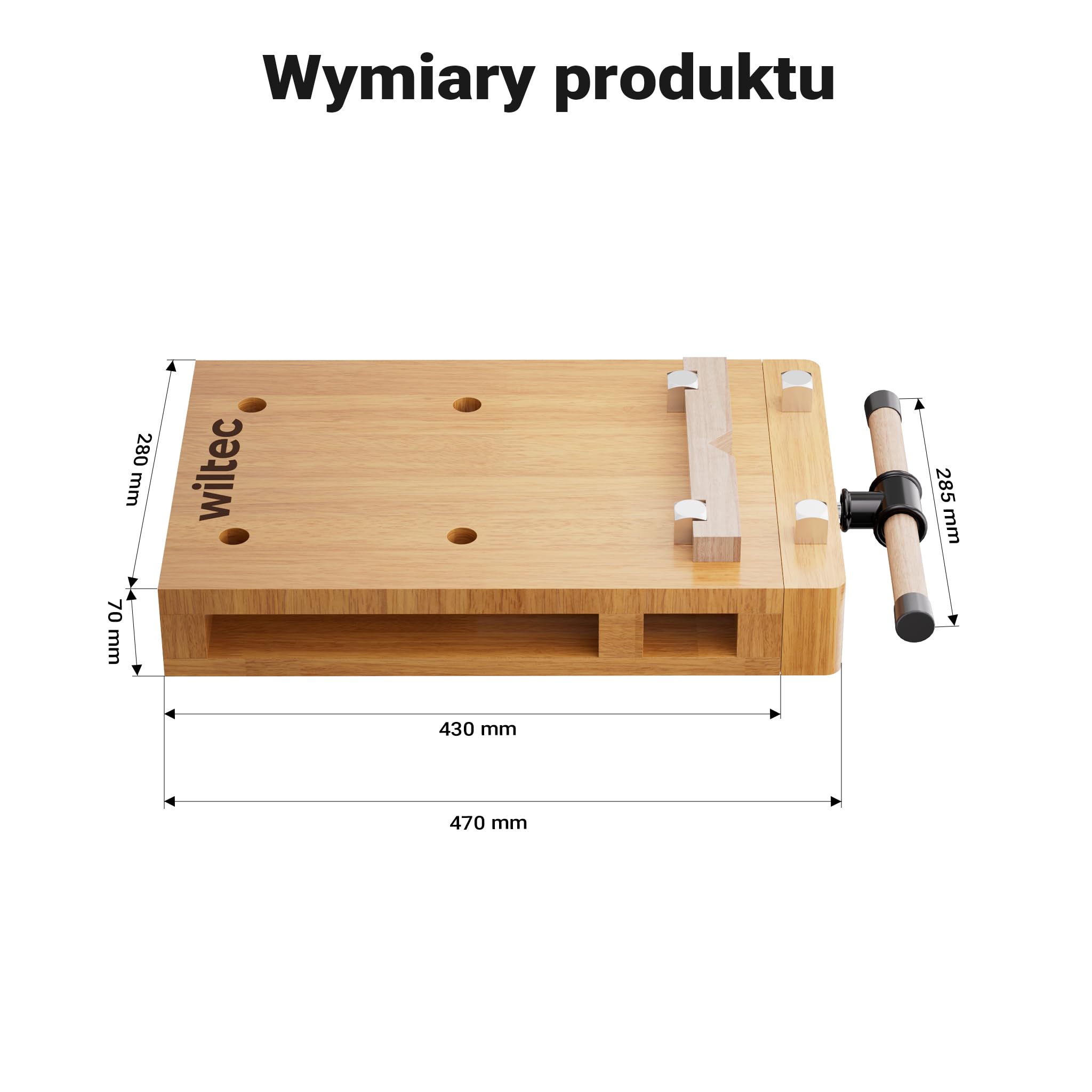 Wiltec Płyta strugarska z imadłem, kompaktowe 45,5 x 28 x 7 cm, mini stół stolarski z 2 zaciskami śrubowymi do mocowania na stole, drewno bukowe