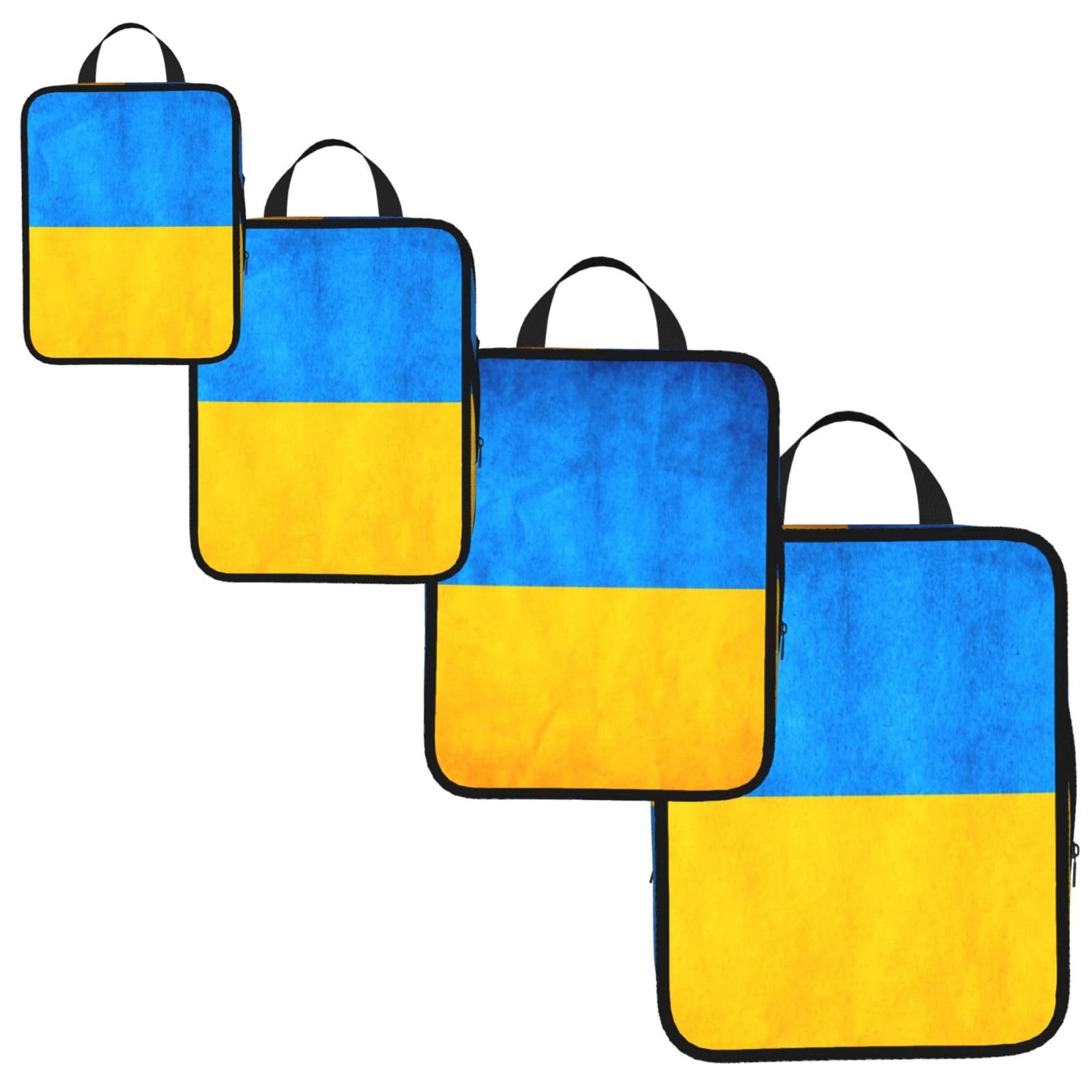 Ukrainian flag Print 4 Set Compression Packing Cubes for Suitcases,Expandable Storage Bags Organizers