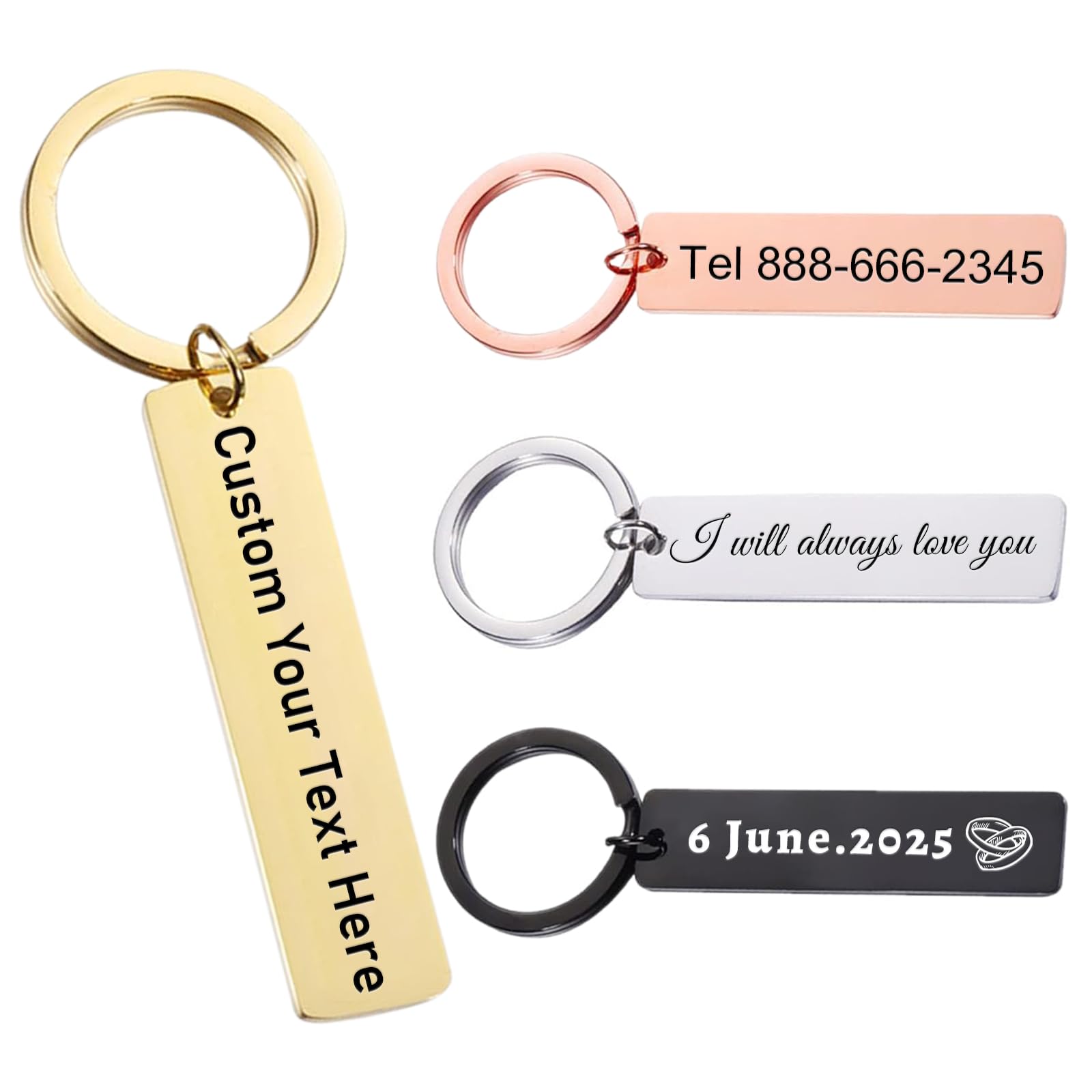 Fkf Unisex Custom Keychain Custom Double Side Keychain, Personalized Engraved Name/Text Key Chain, Customized Keychains Gift For Boyfriend (Custom Keychain)