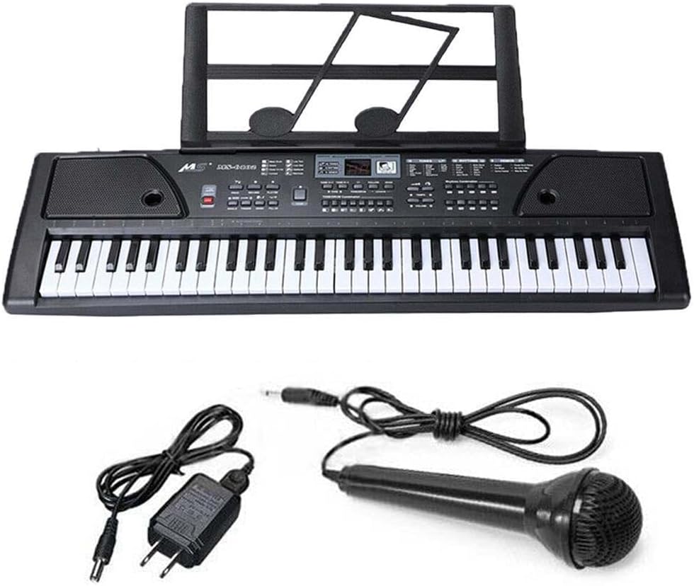 Kids Piano Keyboard-Portable 61 Keys Electronic Musical Instrument -Electronic Keyboard Digital Teaching Music Piano-Music Stand, Mic, USB Power Gift for Boys Girls Beginner