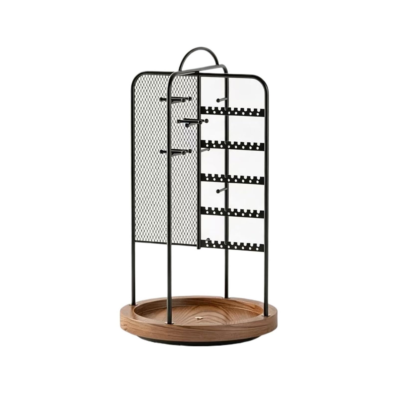 Gek208130 One Color Jewelry Display Stand Rotatable Iron Jewelry Organizer Stand With Wooden Tray Organizer