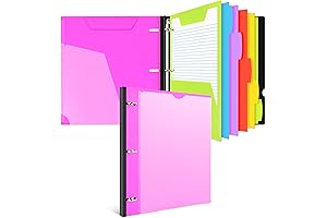 1.5 Inch INFUN All-in-one Telescoping Binder Notebook with Clear Front Pocket - Pink