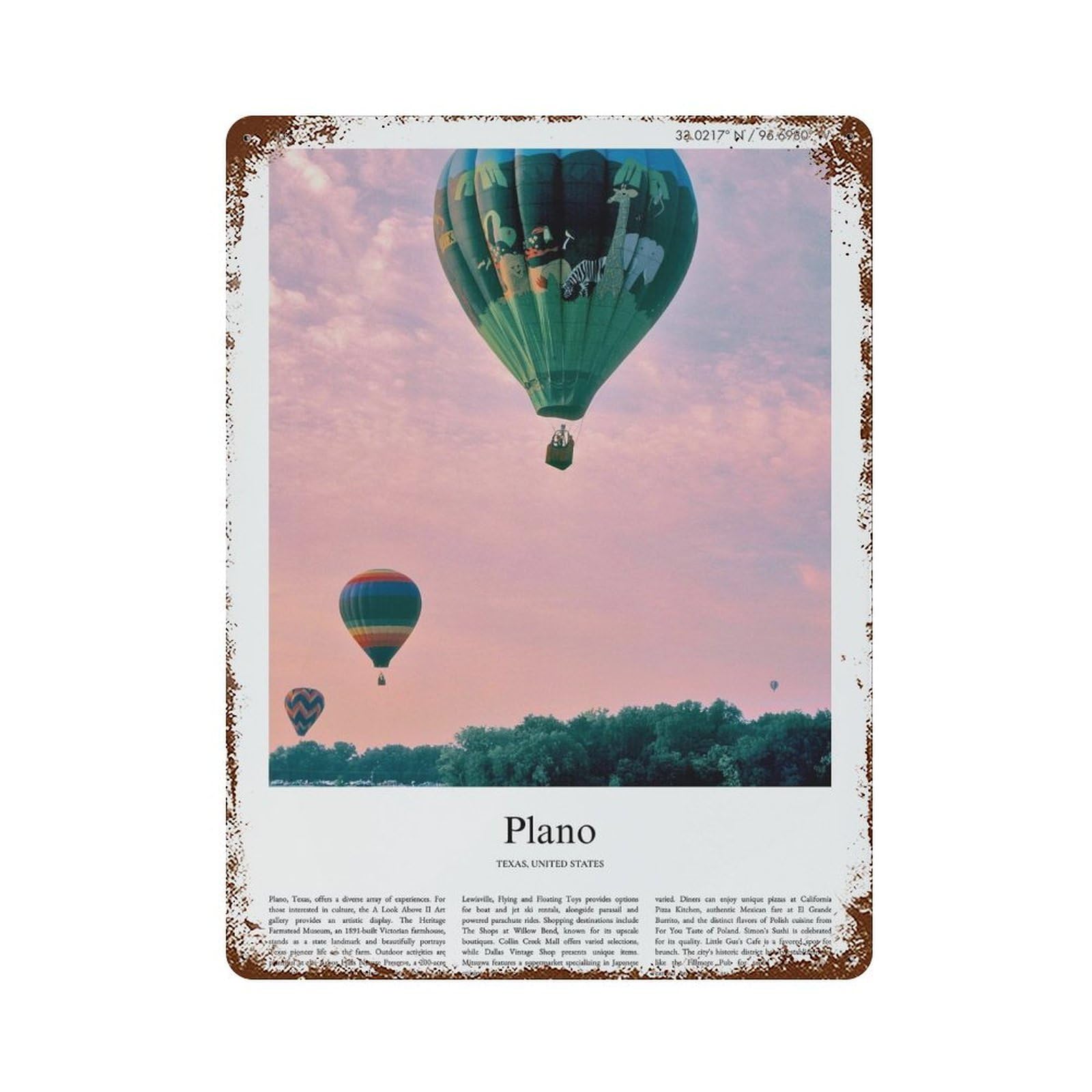 xiaoxiaoshen Plano Texas, United States, USA City Scenery Wall Decor Art Metal Tin Poster Modern Home Decor Art Home Bar Shop Decorations Vintage Sign 40x30cm