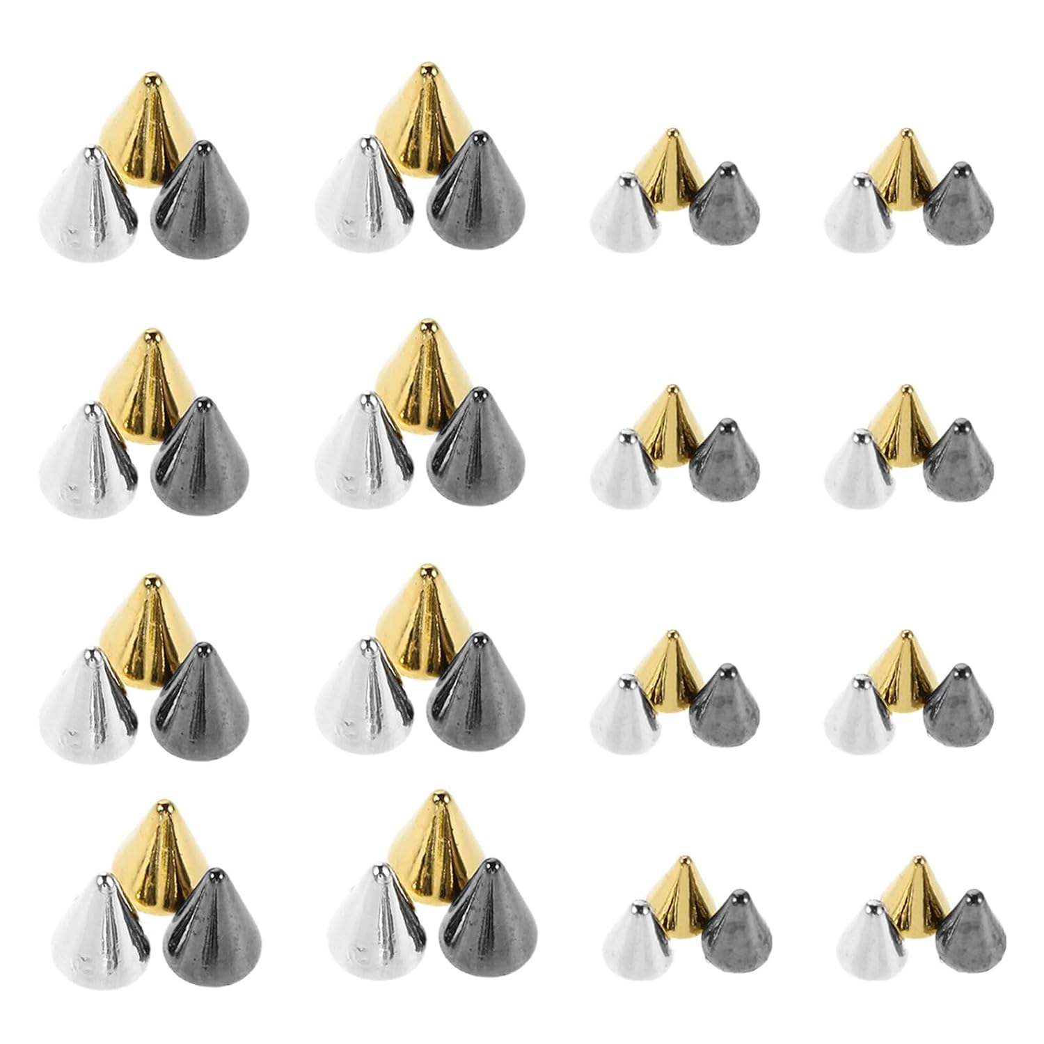 3 Boxes Flat-base Rock Nail Art Charms Metallic Cone Spike Studs Nail Jewellery DIY Fingernail Embellishments Vintage Manicure Accessories for Women Party