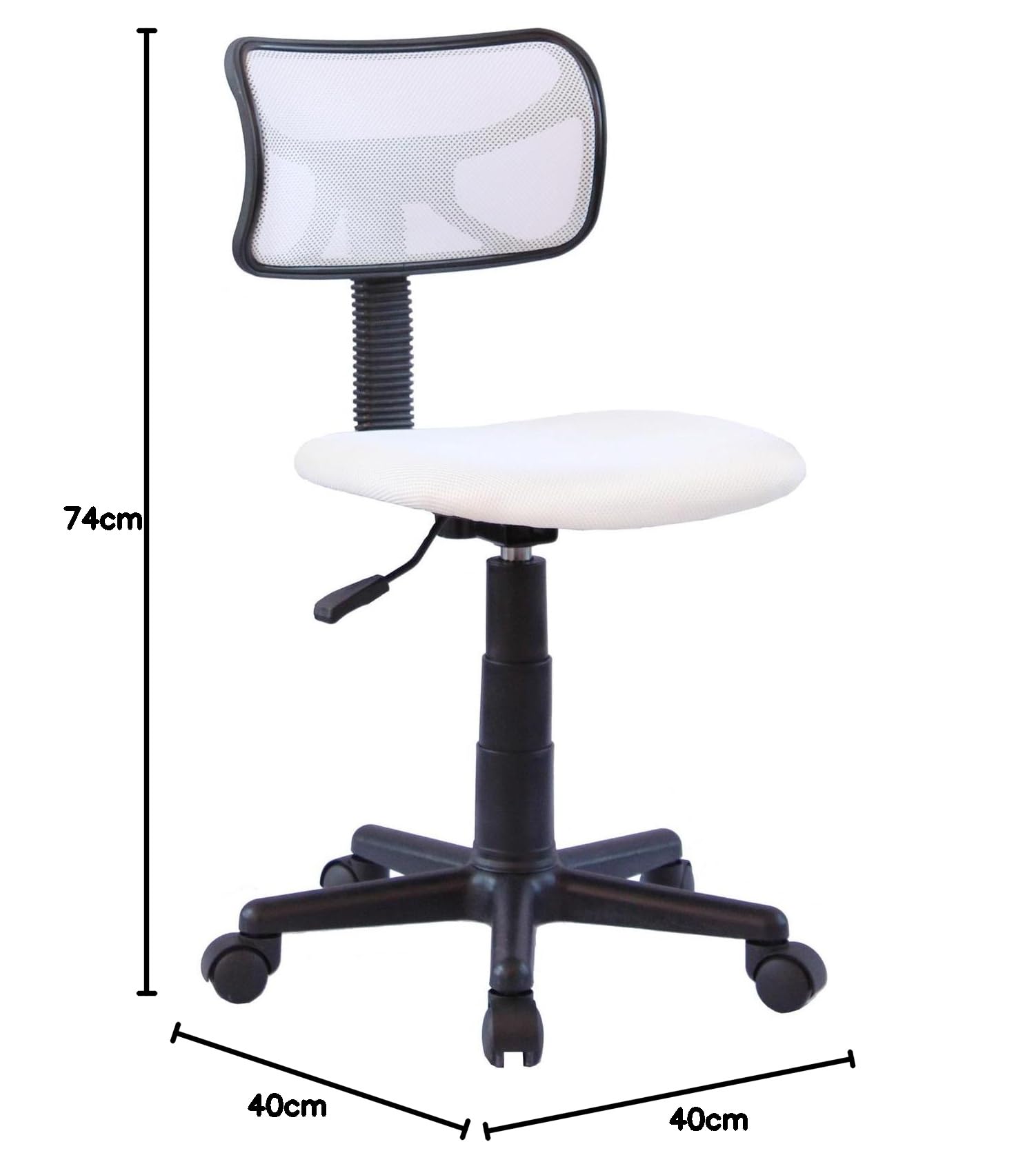 IDIMEX Chaise de Bureau pour Enfant Milan Fauteuil pivotant et Ergonomique sans accoudoirs, siège à roulettes avec Hauteur réglable, revêtement Mesh Blanc