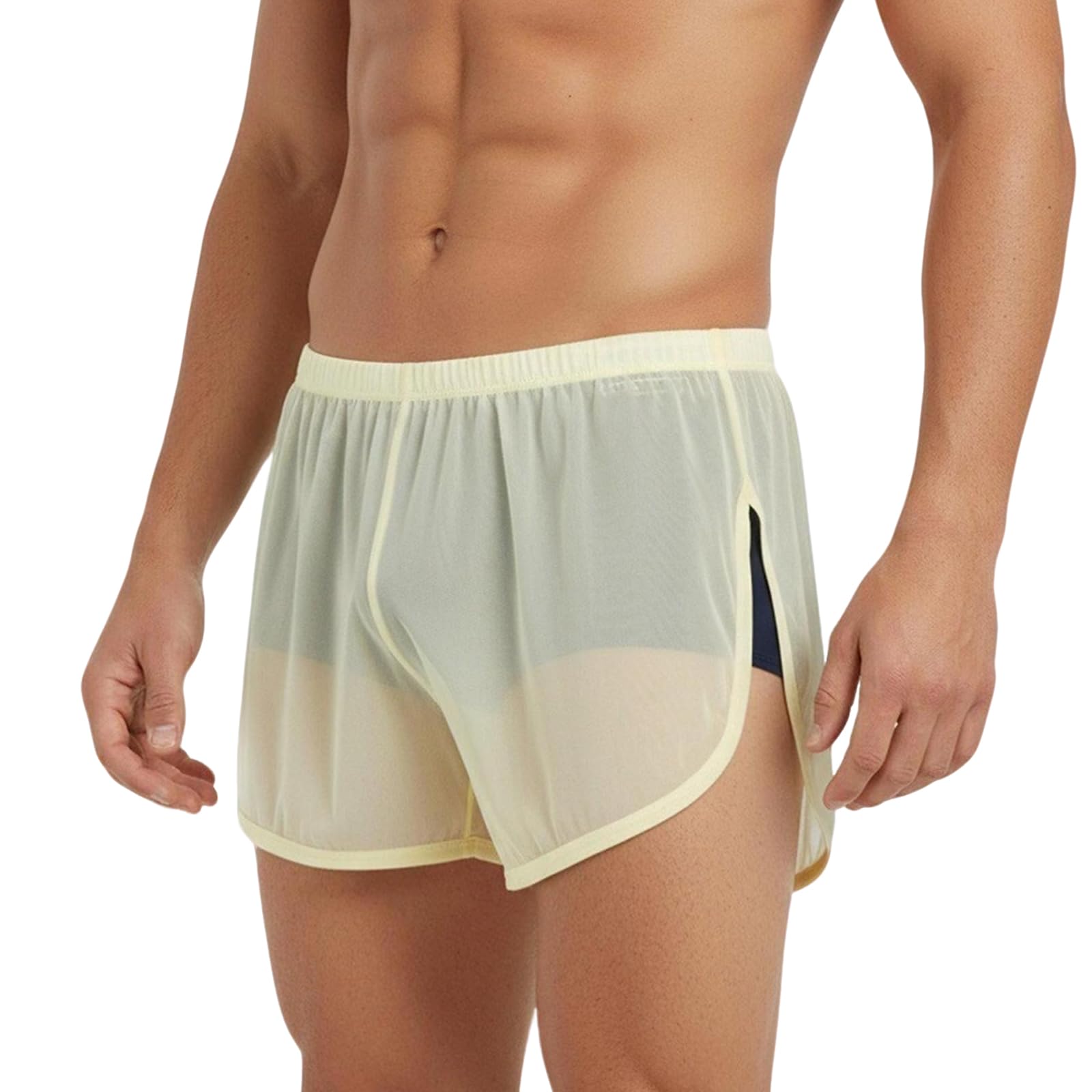 ZAIGELUO Herren Shorts Sexy Unterwäsche Transparent Männer Mesh Boxershorts Durchsichtige Lockere Unterwäsche Atmungsaktive Unterhose Nachtwäsche