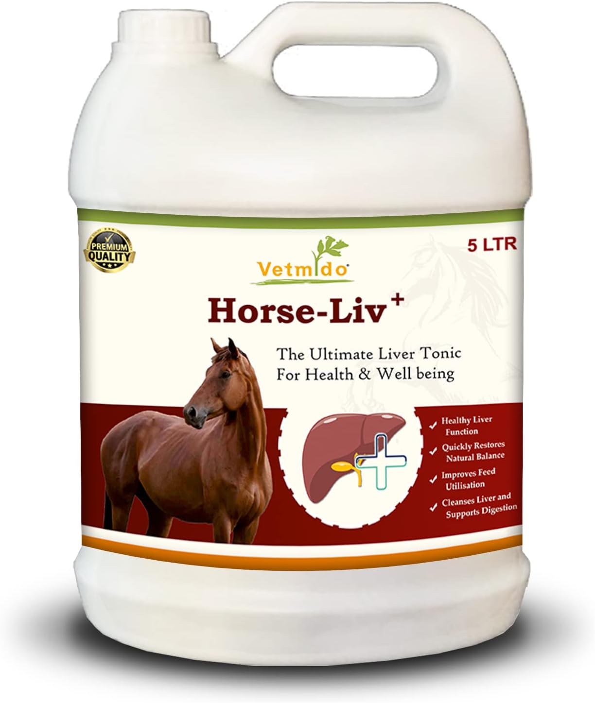 Horse Liv Plus - Liver Tonic Supplement for All Classes of Horses - 5 LTR
