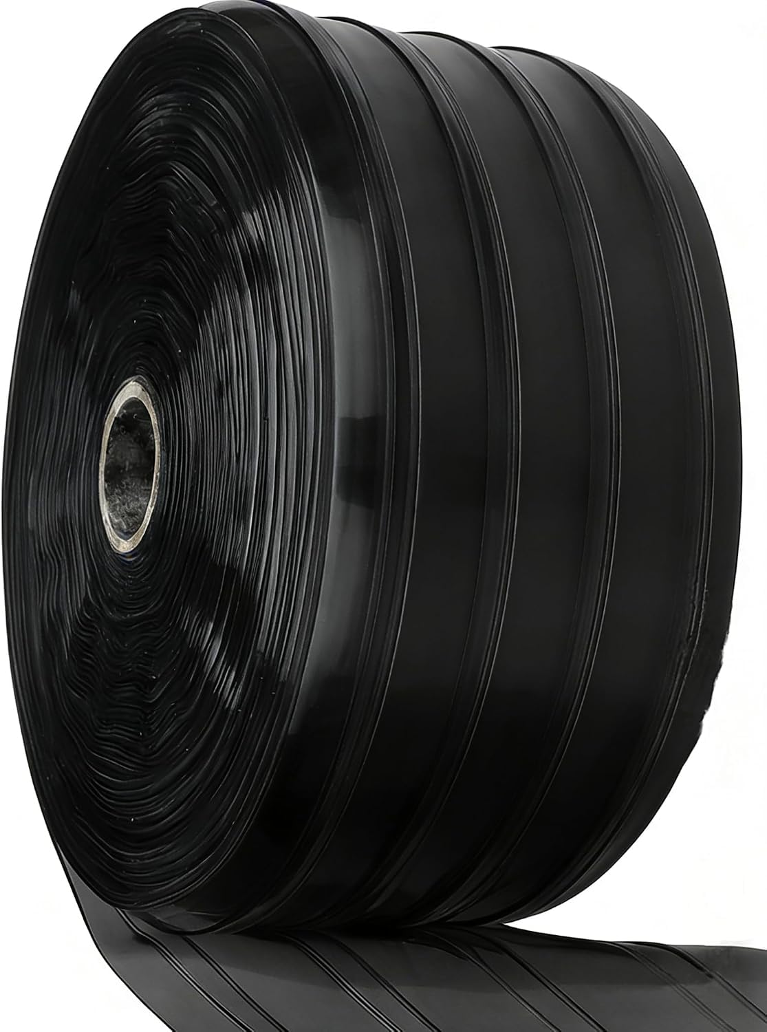 Opaque Black Ribbed PVC Strip Curtain 7" Width x 600" Height - Privacy Plastic Door Strips Light Blocking Vinyl Flap Doors for Industrial Warehouse and Conveyor Belts Anti-Scratch AP1474