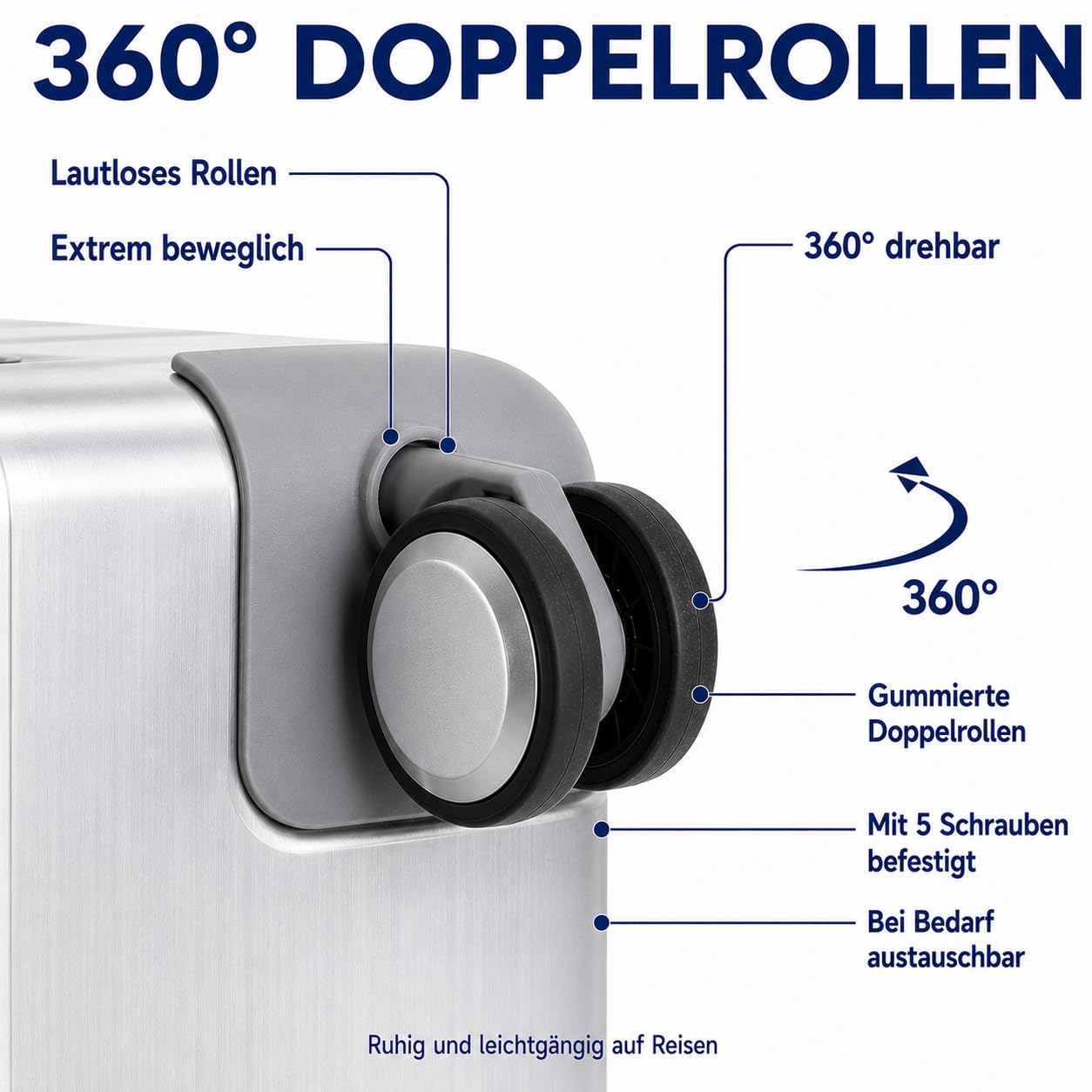 Travelhouse® Oslo Handgepäck Koffer Trolleys ohne Reißverschluss Silber 39L