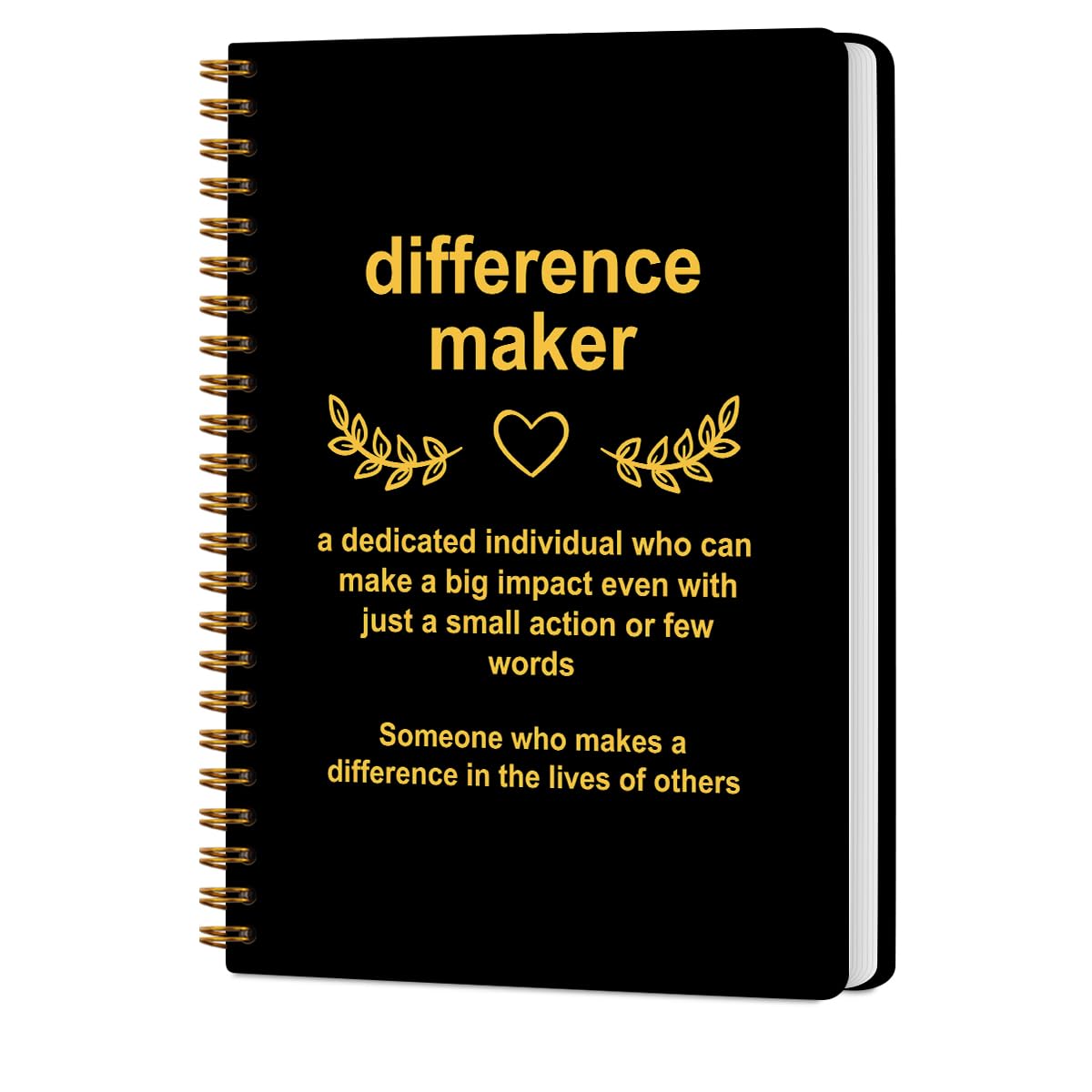 Difference Maker Gift Gold Hardcover Spiral Notebooks, Difference Maker Definition A5 Composition Notebook College Ruled, Thank You Gifts for Women Men Teacher Nurse Coworkers, Journal for Writing — image 1
