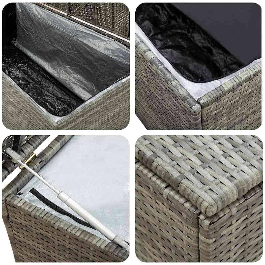 vidaXL Baule da Giardino Robusto Elegante Leggero Box Portaoggetti Contenitore Cassapanca in Polyrattan Telaio in Acciaio 200x50x60 cm Grigio