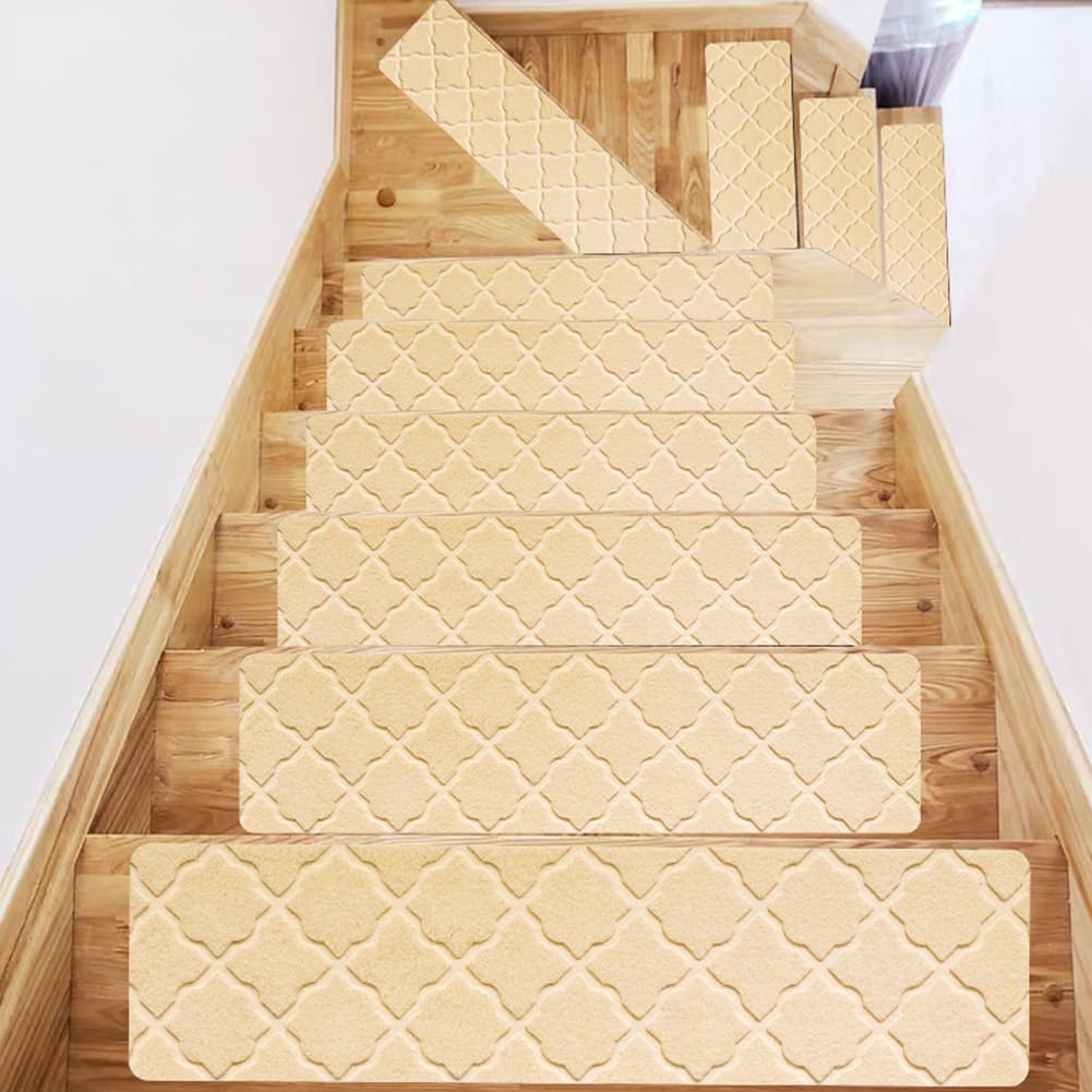 DFrywdgSEY Stair mats, set of 7, rectangular stair carpet, non-slip, modern for children, elders, pets(H)