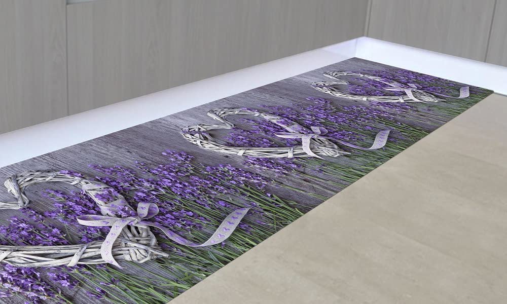 IlGruppone Tappeto Cucina Antiscivolo Made in Italy Passatoia Antimacchia Multiuso Corridoio Soggiorno Lavabile in Lavatrice - 50x200 - Stampa Lavanda