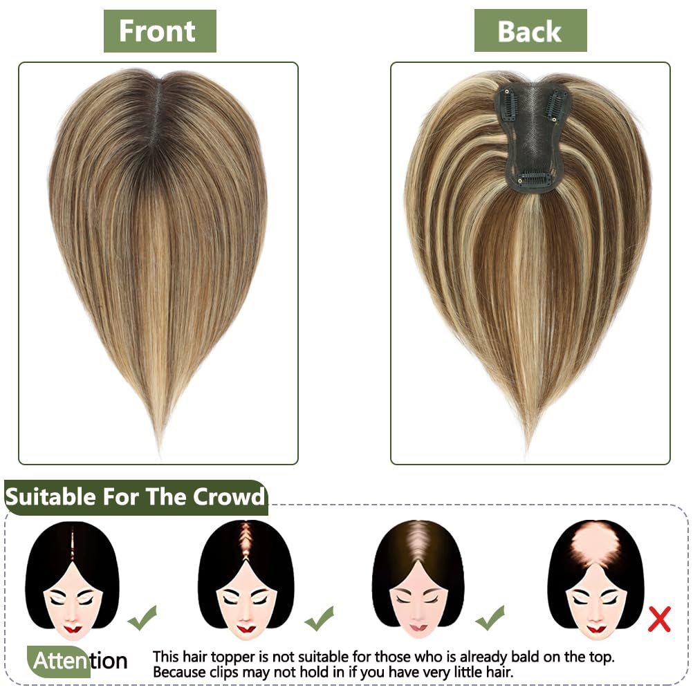 Hair Toppers for Thinning Hair Toppers for Women Real Human HairPieces for Women with Thinning Remy HairPieces Wiglets 10inch 4T427# - Image 3