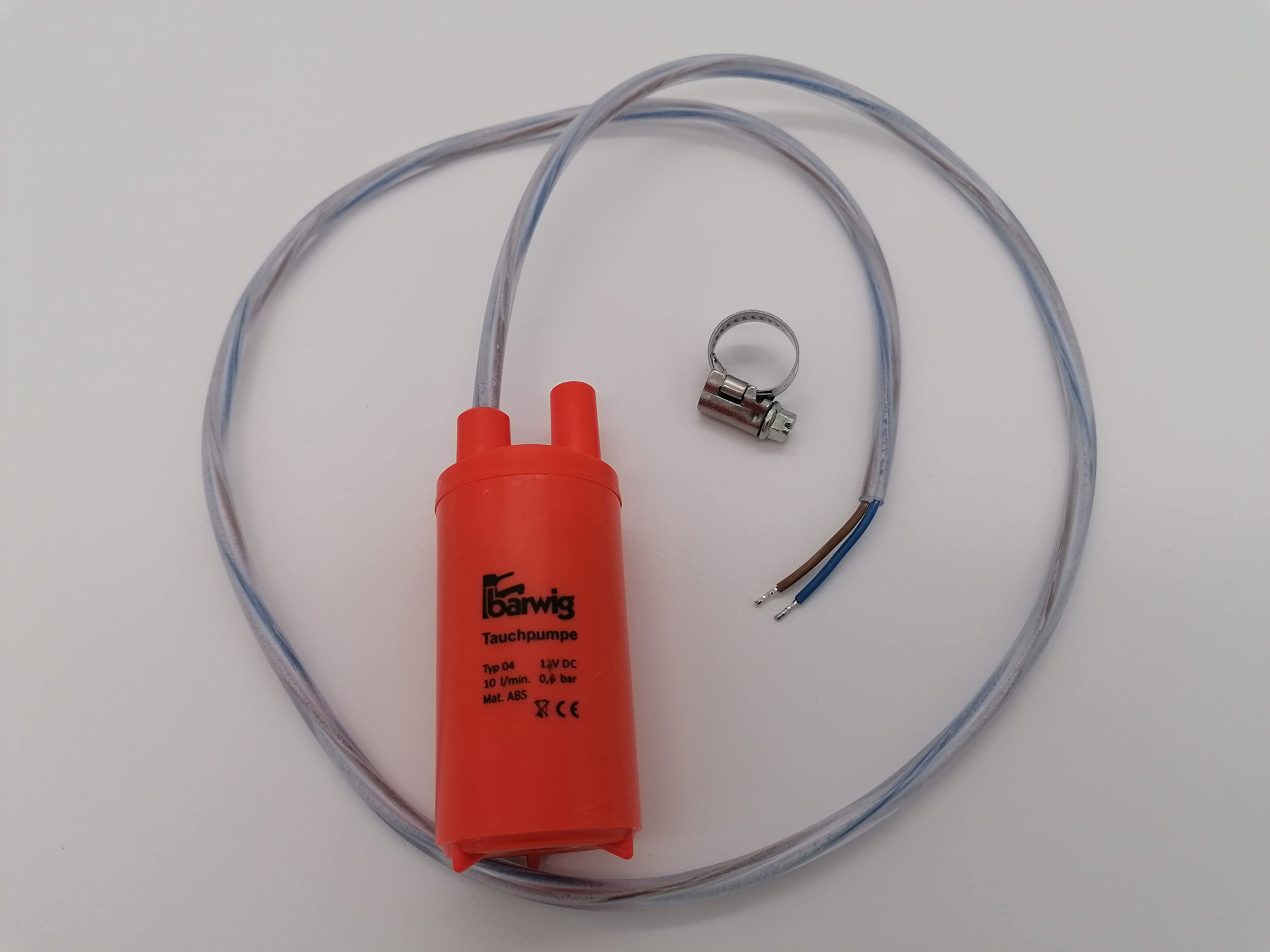 CR-MOESANCO® KIT Bomba de Agua BARWIG Sumergible de 12V con Abrazadera de Acero Inoxidable, Alto Flujo para Autocaravanas, Estanque, Acuario, Fuentes, Jardines de Agua, Sistemas Hidropónicos