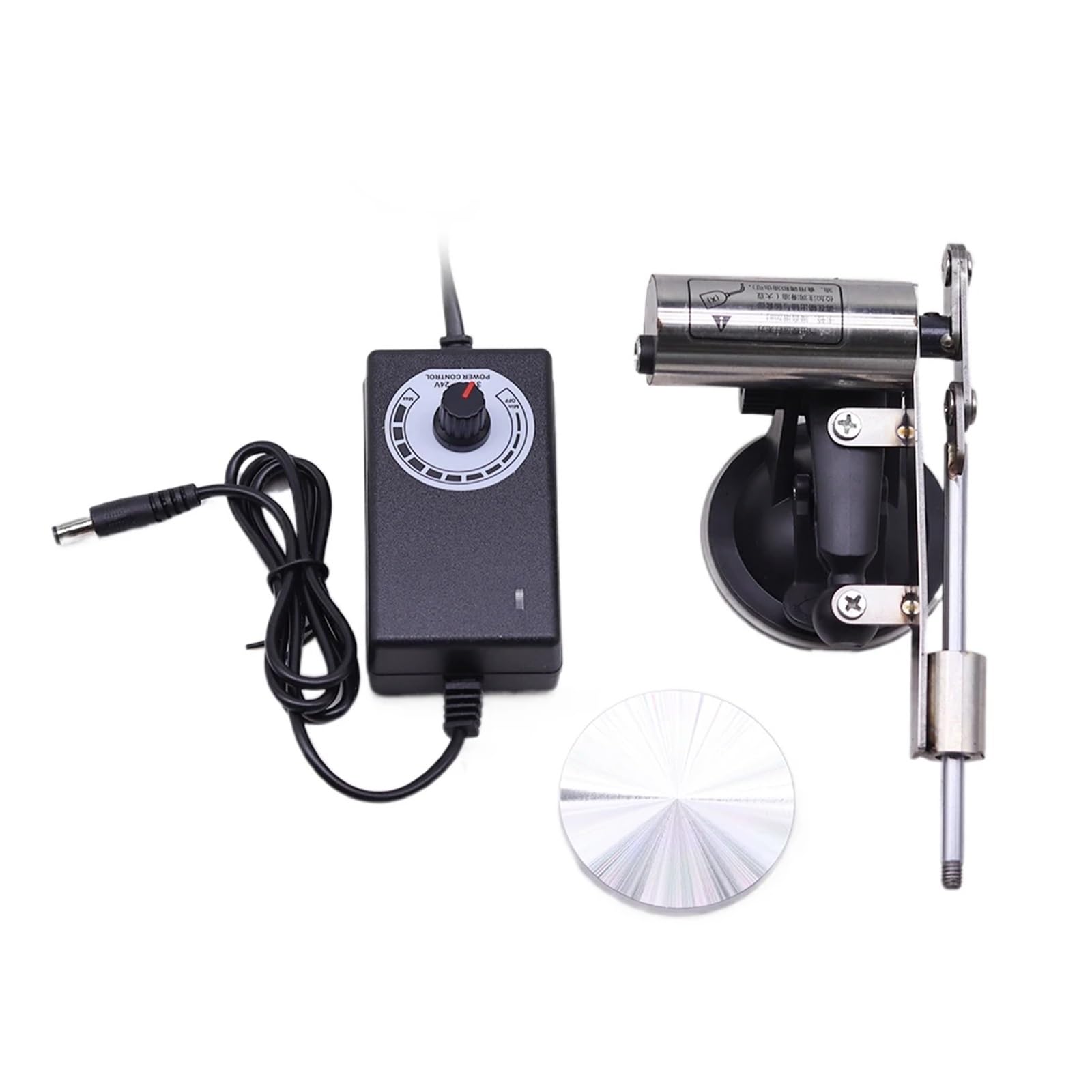 VCHICS Attuatore lineare telescopico Mini, velocità Regolabile 3V-24V, Corsa 39 mm, Motore con meccanismo Alternativo, Ventosa in Alluminio da 60 mm per Uso Fai da Te
