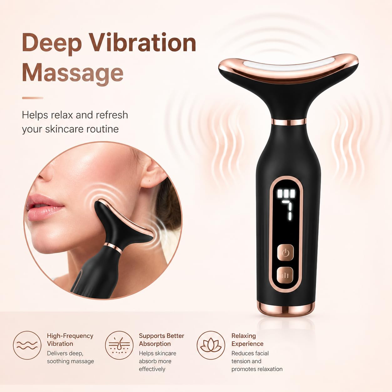 Massaggiatore viso nero ricaricabile, dispositivo di lifting facciale 7 in 1 con calore a 45 °C e terapia della luce LED, strumento elettrico per rassodare la pelle del collo, mascella del collo