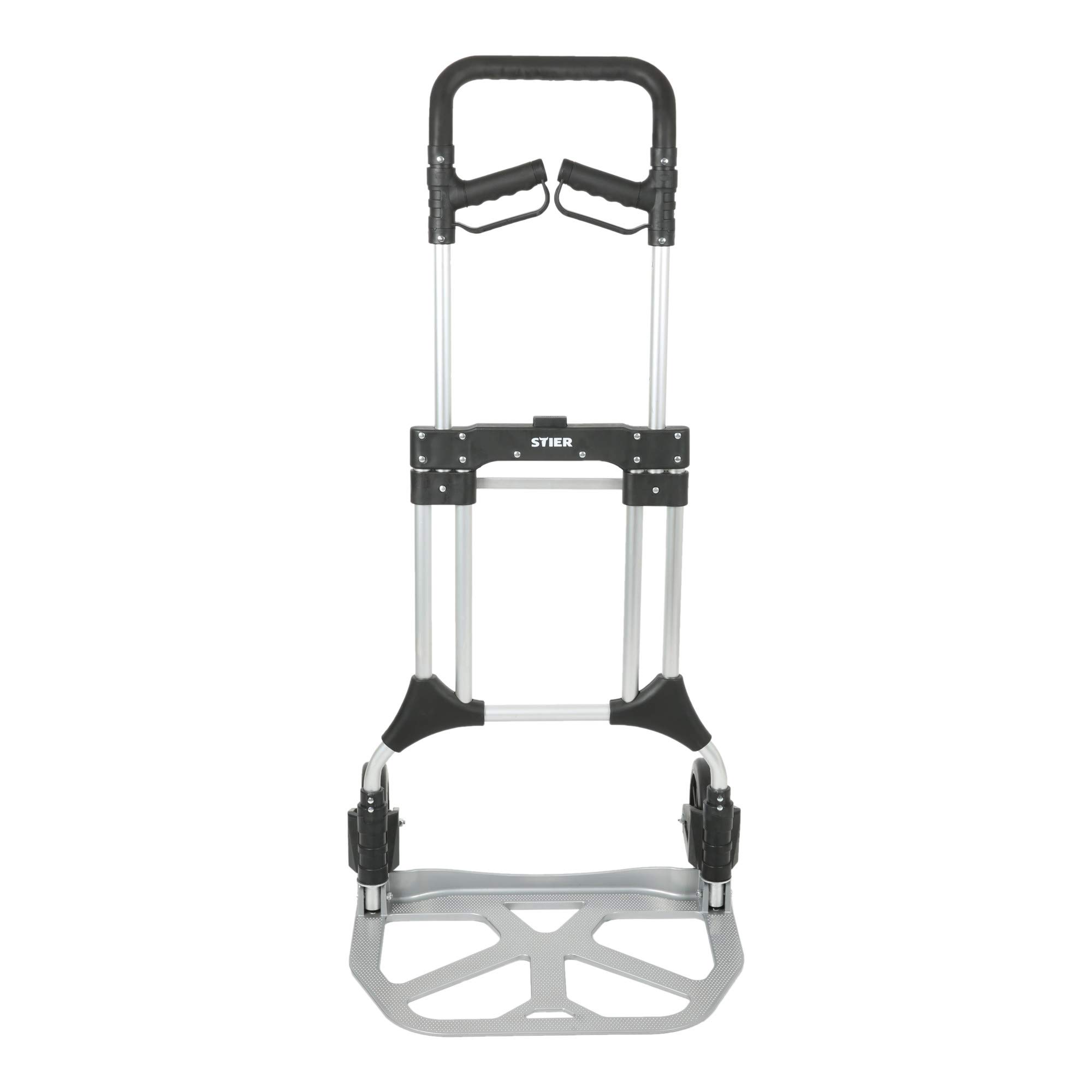 STIER Diable Premium en aluminium pliable 200 kg, 11 kg, réglage en hauteur, chariot de transport, diable de travail