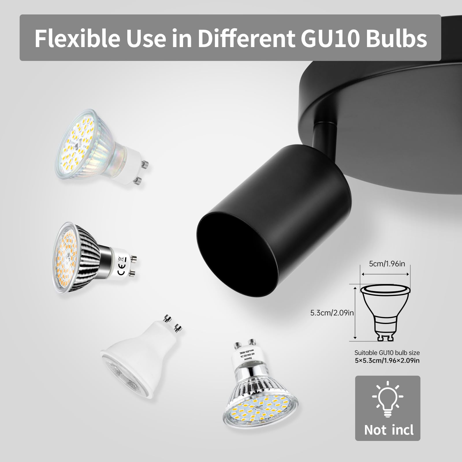 Plafonnier LED 3 Spots Orientables Moderne - Luminaire Plafonnier Pivotant Avec 3+1 Ampoules GU10 Pour Salon, Chambre Et Cuisine