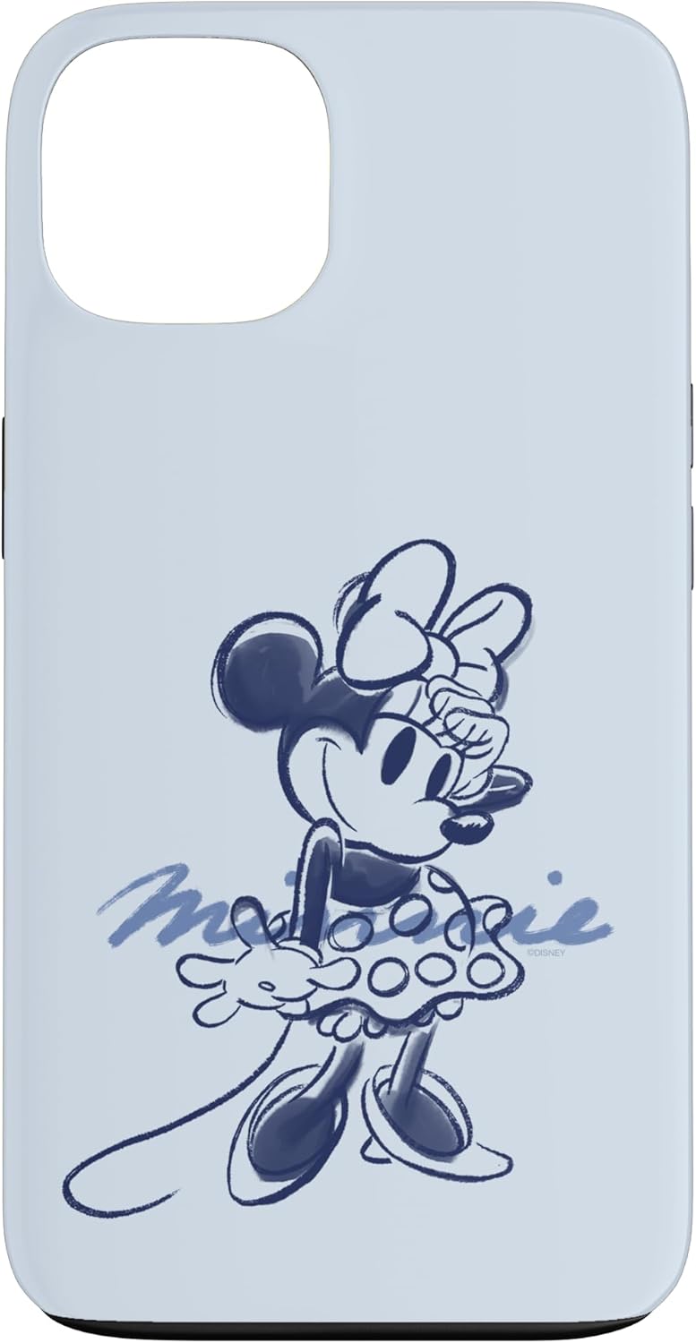 iPhone 15 Disney Minnie Mouse Sketch with Name Retro Vintage Art Style Case