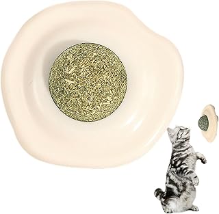 Catnip pare,Ovo frito Design Catnip bola montagem na pare- Lanche giratório para gatos bolas comestíveis com catnip natural e saudável, gatinho brincando mastigar e limpar os Puchen