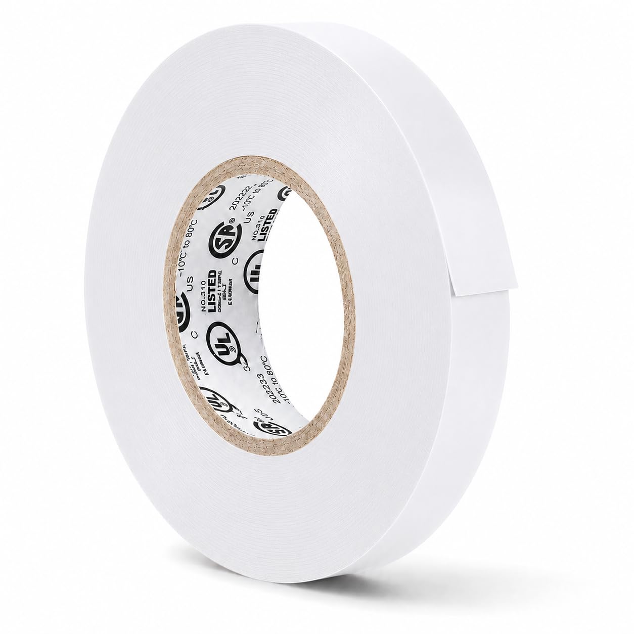 GGR Supplies EL-766AW White General Purpose Electrical Tape, 1/2 Inch x 66 Feet, 7 Mil PVC, UL/CSA Listed Core, 600V Flame-Retardant Insulation for Wire Splicing, Bundling &amp; Color Coding, Pack of 1