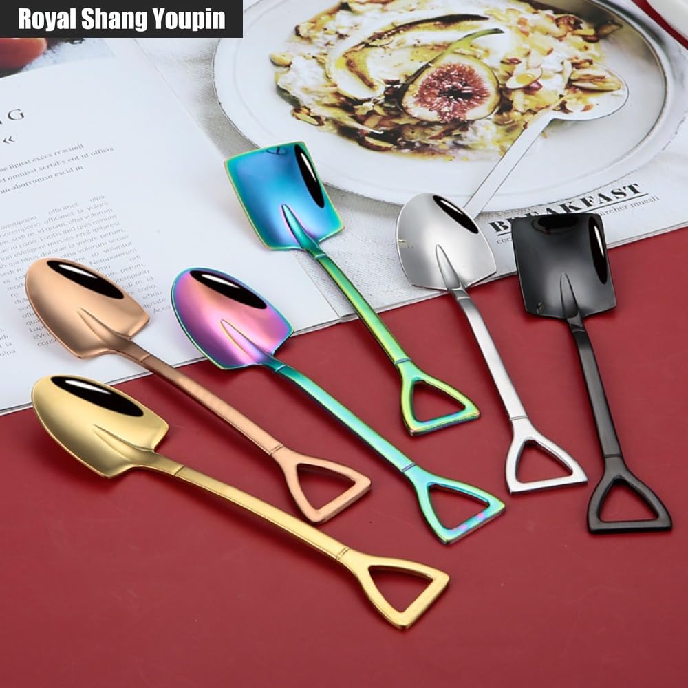 10 cucharas de café retro de acero inoxidable, para postre, sandía, helado, tarta, (10 piezas)