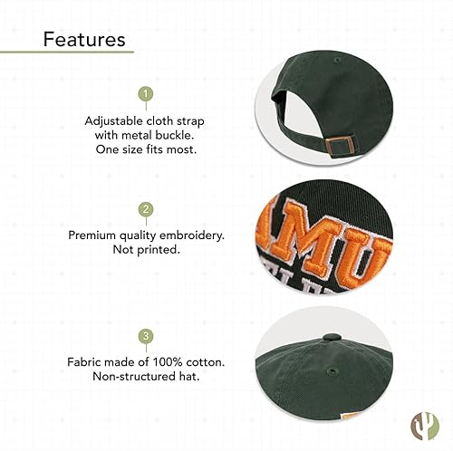 Miniatura 4 de Gorra de béisbol de la Universidad de Florida A&M FAMU Rattlers Brimmed Embroirderd, gorra con correa de tela ajustable para adultos (estilo B)